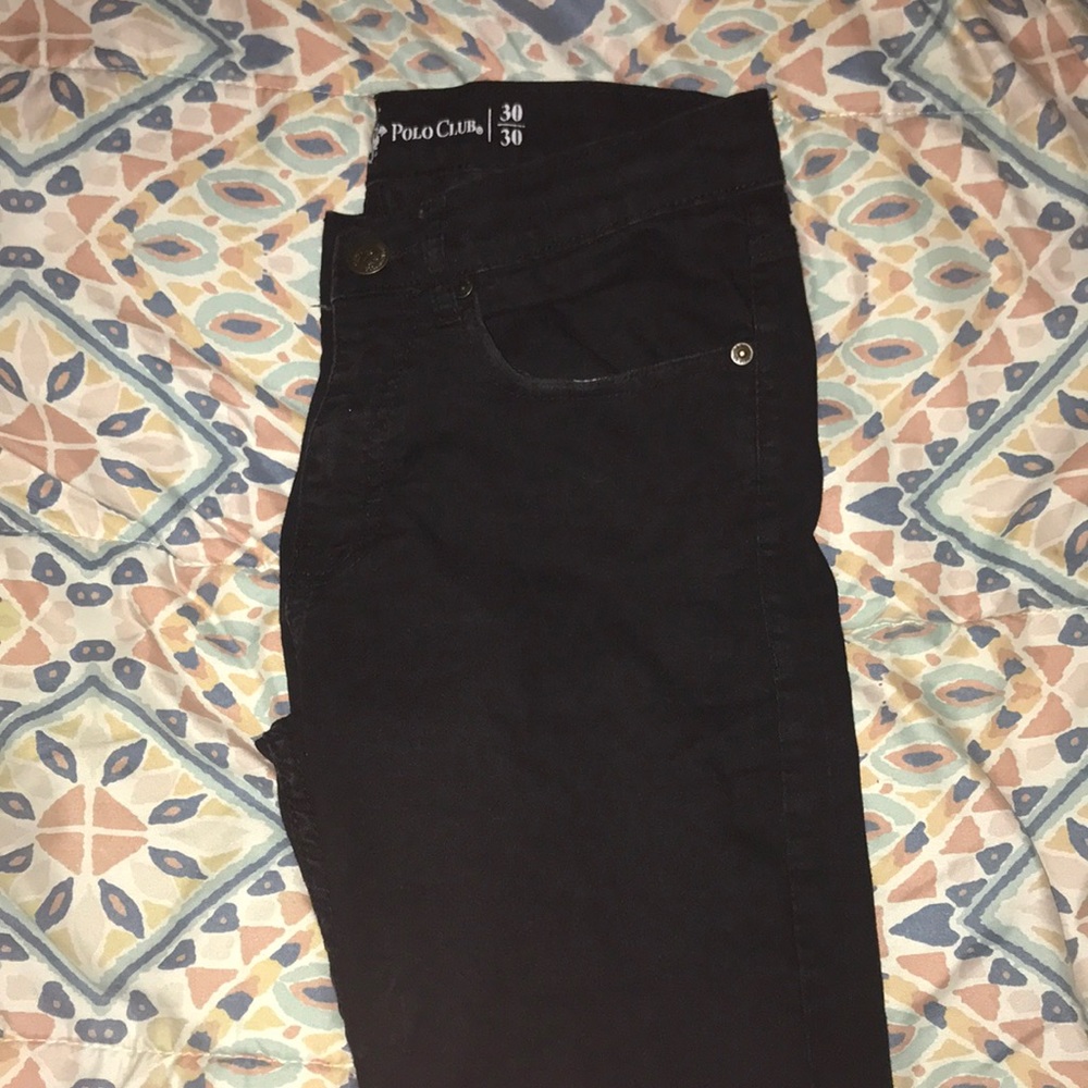 Black jeans no stains are rips